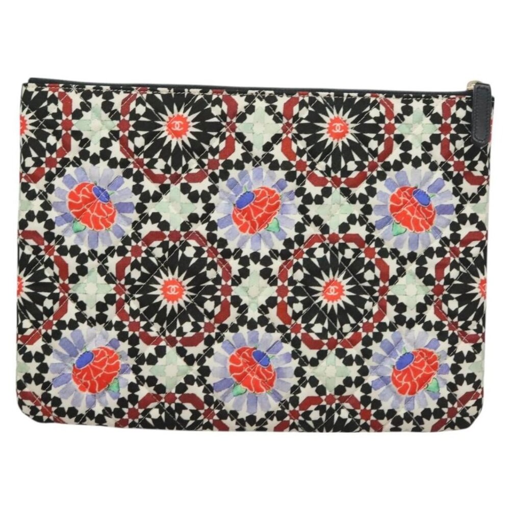 CHANEL Matelasse COCO Mark Pouch Nylon Multicolor CC Auth 129976V - Picture 3 of 16